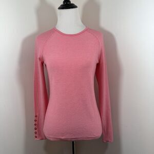 J.McLaughlin Janie Sweater Top XS Coral Cotton Blend Button Cuff Women's Preppy